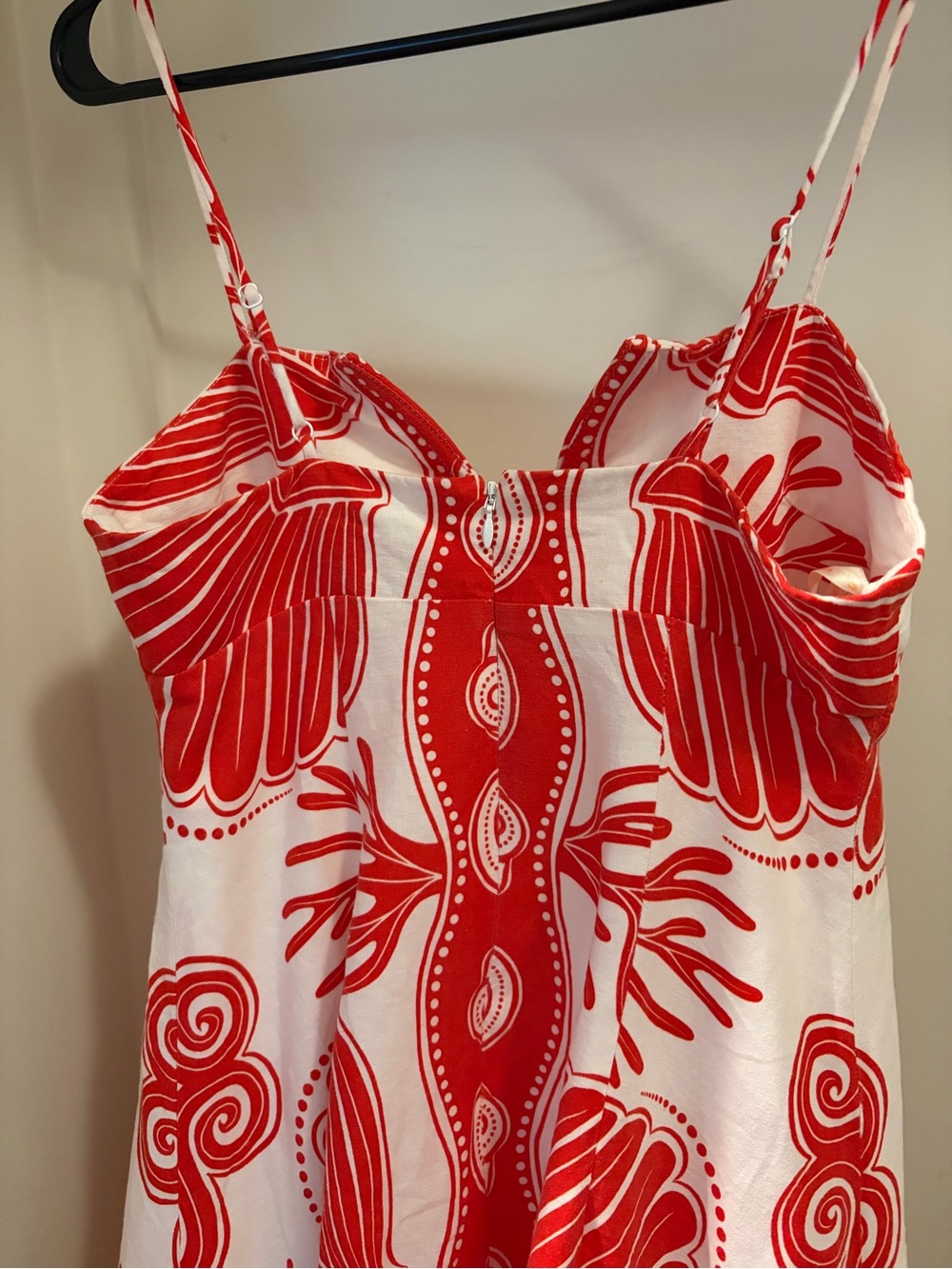 FARM Rio Red White Shell Print Linen Blend Maxi Dress Size Small - Picture 6 of 9